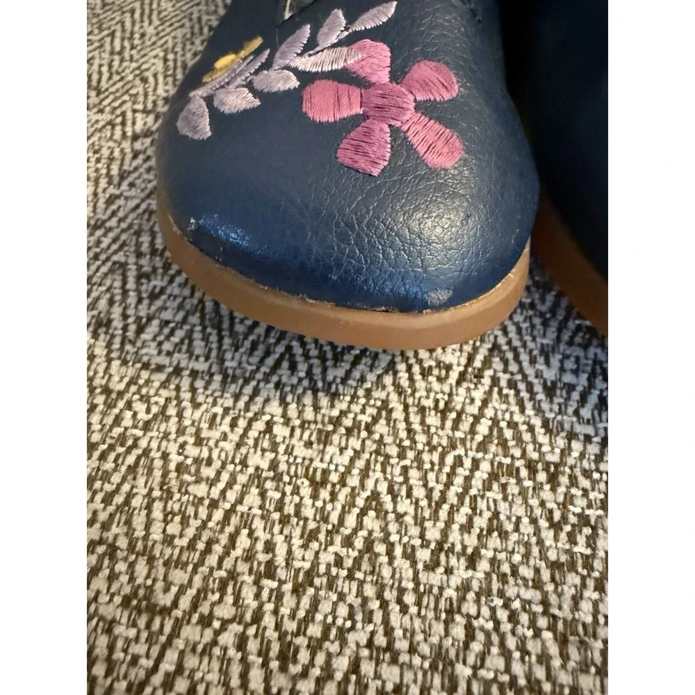 Pediped girls Mary Jane Navy Floral Leather size 29 (US 12-12.5) Missing Insole